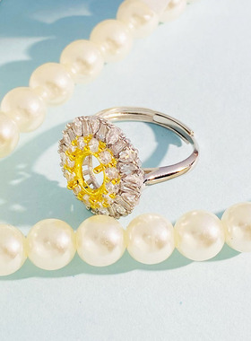 轻奢风豪华群镶满钻椭圆形女戒托