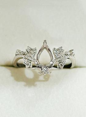 S925银个性时尚水滴形戒指空托