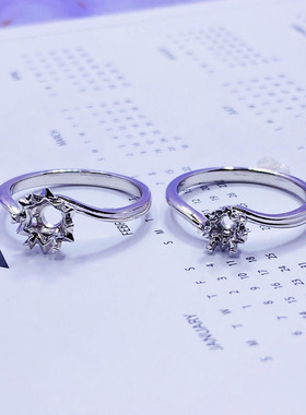 固定圈口扭臂雪花莫桑925银钻戒