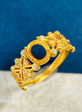 S925银个性镂空款5*6mm女戒空托