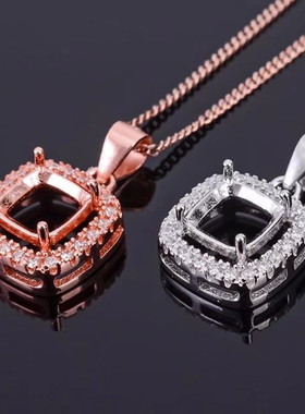 吊坠托正方配件加工定制银项链