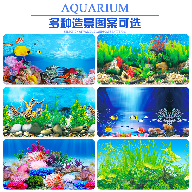 鱼缸背景纸画高清图3d立体水族贴纸鱼缸背景画珊瑚石鱼缸造景装饰