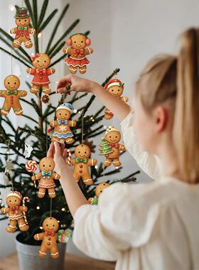 Christmas Wooden Gingerbread Man Pendant Merry Christmas Dec
