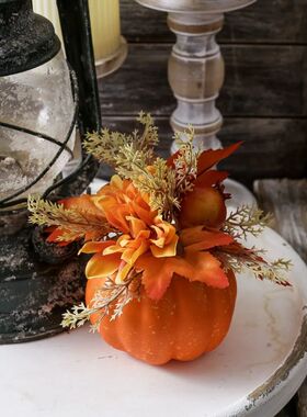 Artificial Pumpkin Autumn Herbst Decoration Chrysanthemum Ho