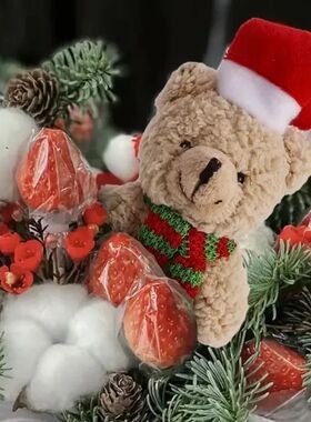 4/1PCS Christmas Plush Bear Doll with Hat Scarf Cute Stuffed