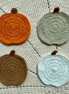 Handmade Crocheted Halloween Pumpkin Coaster Handmade Knitte