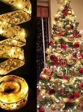 Christmas Ribbon Fairy Light String Merry Christmas Decorati