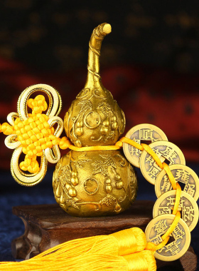 铜葫芦八卦真品挂件小号五帝钱