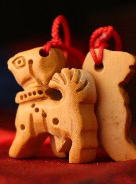 十二生肖属相木质随身小挂件吊坠