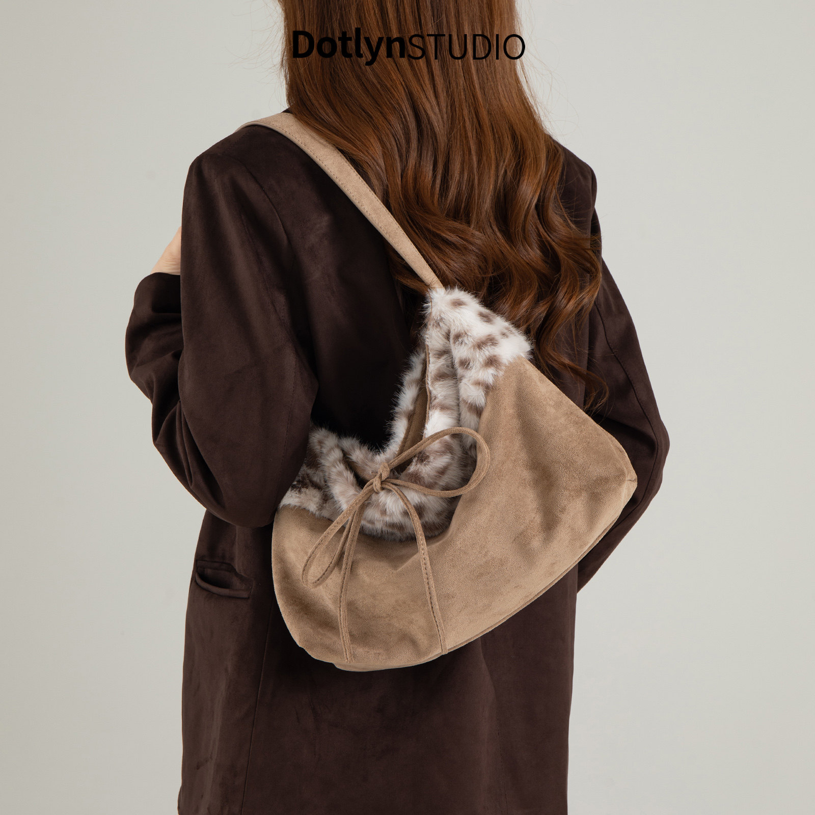 Dotlyn秋冬新款复古豹纹托特包ins超火时髦百搭毛绒手提单肩包女,淘宝优惠券,粉丝福利购,淘宝优惠卷