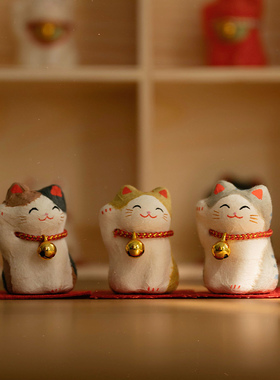 龙虎堂和纸日式金铃祝福招财猫