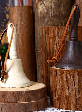 原单复古做旧风铸铁两色手摇铃铛