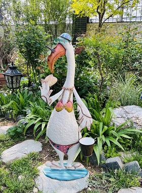 包邮美式复古铁艺猫咪兔子摆件