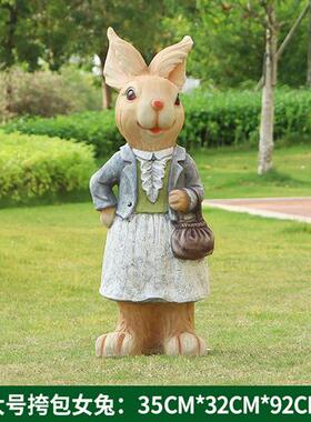 玻璃钢卡通彼得兔雕塑园林景观花园庭院装饰品户外草坪幼儿园摆件