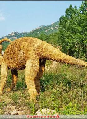 内蒙古农耕文化节仿真动物山羊稻草雕塑农民丰收稻草艺术展品