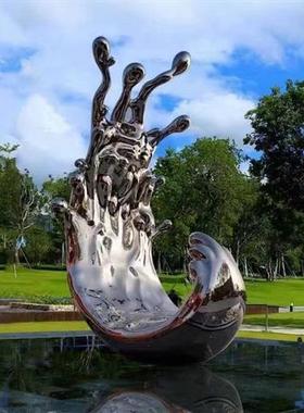 大型户外不锈钢金属镜面雕塑定制广场抽象地标性建筑景观摆件