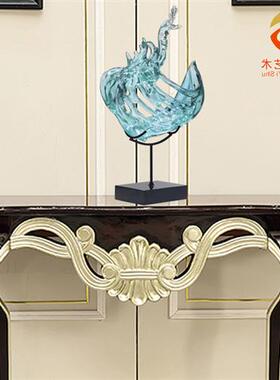 现代简约抽象透明树脂家居装饰工艺品摆件酒店卧室客厅玄关样板房