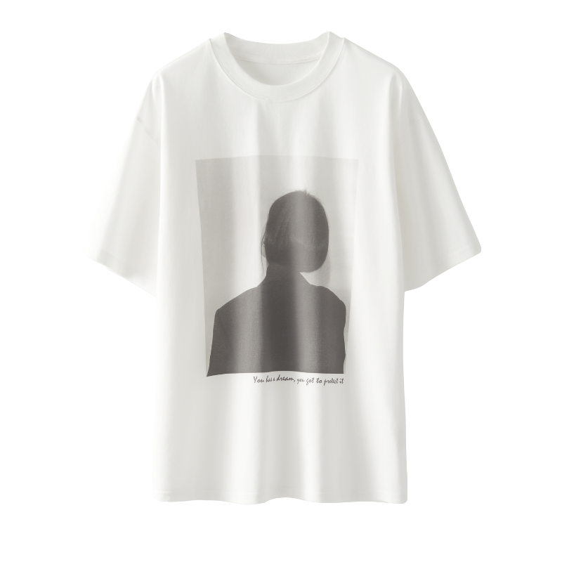 米家好品质 时髦减龄 休闲宽松圆领 数码印花女孩图案短袖T恤 - 图3