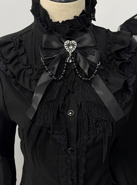1GangsterInn原创Lolita黑色蕾丝蝴蝶结哥特蕾系洛丽塔领结脖饰