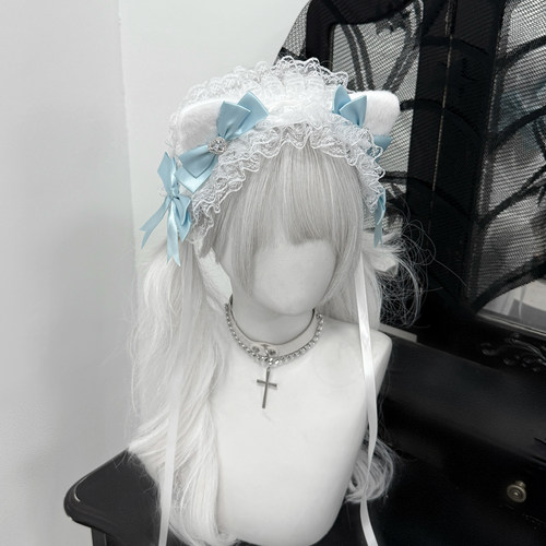 1Gaster Inn原创猫耳发带哥特水钻蝴蝶结Lolita蕾丝头饰日系配饰 - 图3
