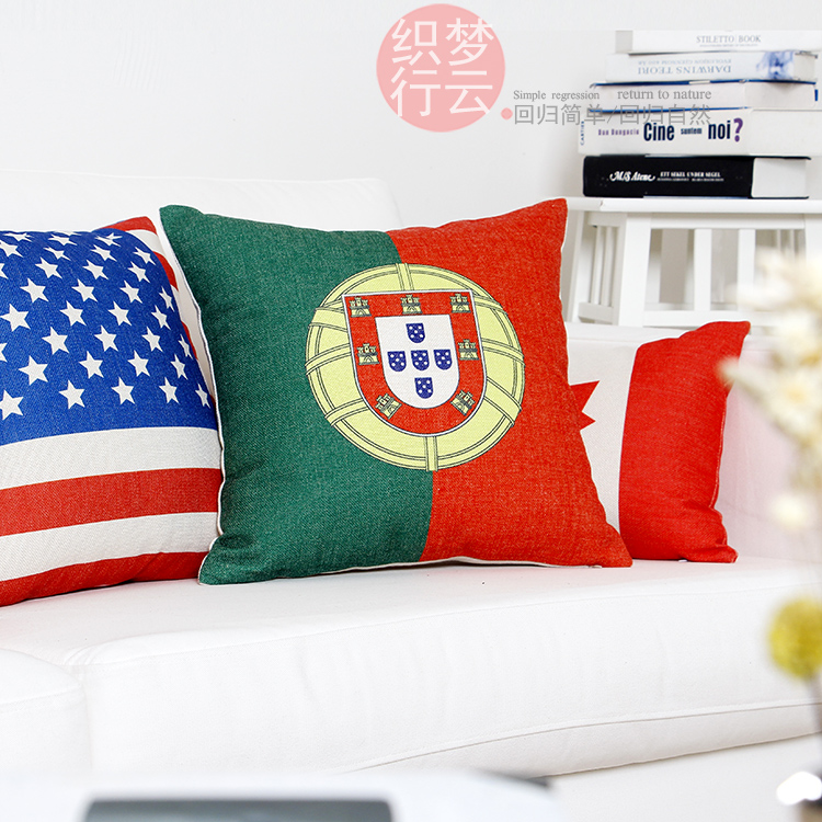 包邮英国美国国旗英伦复古欧式美式乡村布艺棉麻抱枕靠枕沙发靠垫