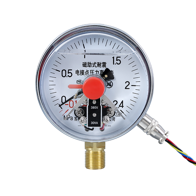YNXC-100 -0.1-2.4MPa 抗振电接点 耐震磁助式真空电接点压力表