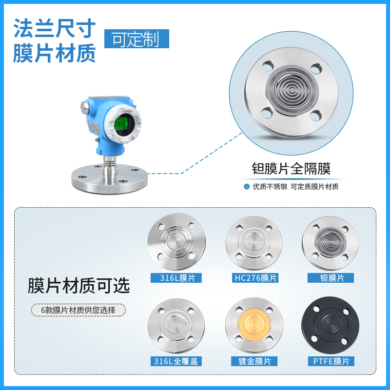 PCM900F 数显防爆型SIL2 DN50单法兰隔膜压力变送器 液位变送器