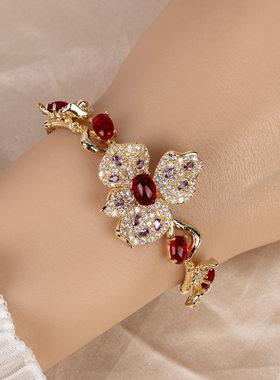 亮雅丽人紫藤花锆石手链女款手饰