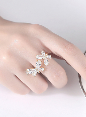 微镶开口调节戒指女韩版锆石饰品