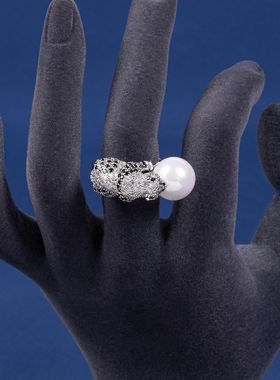 可爱国宝熊猫国风开口女戒指礼物