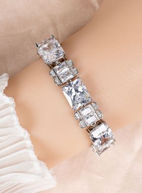 白色锆石手链女百搭重工手链饰品