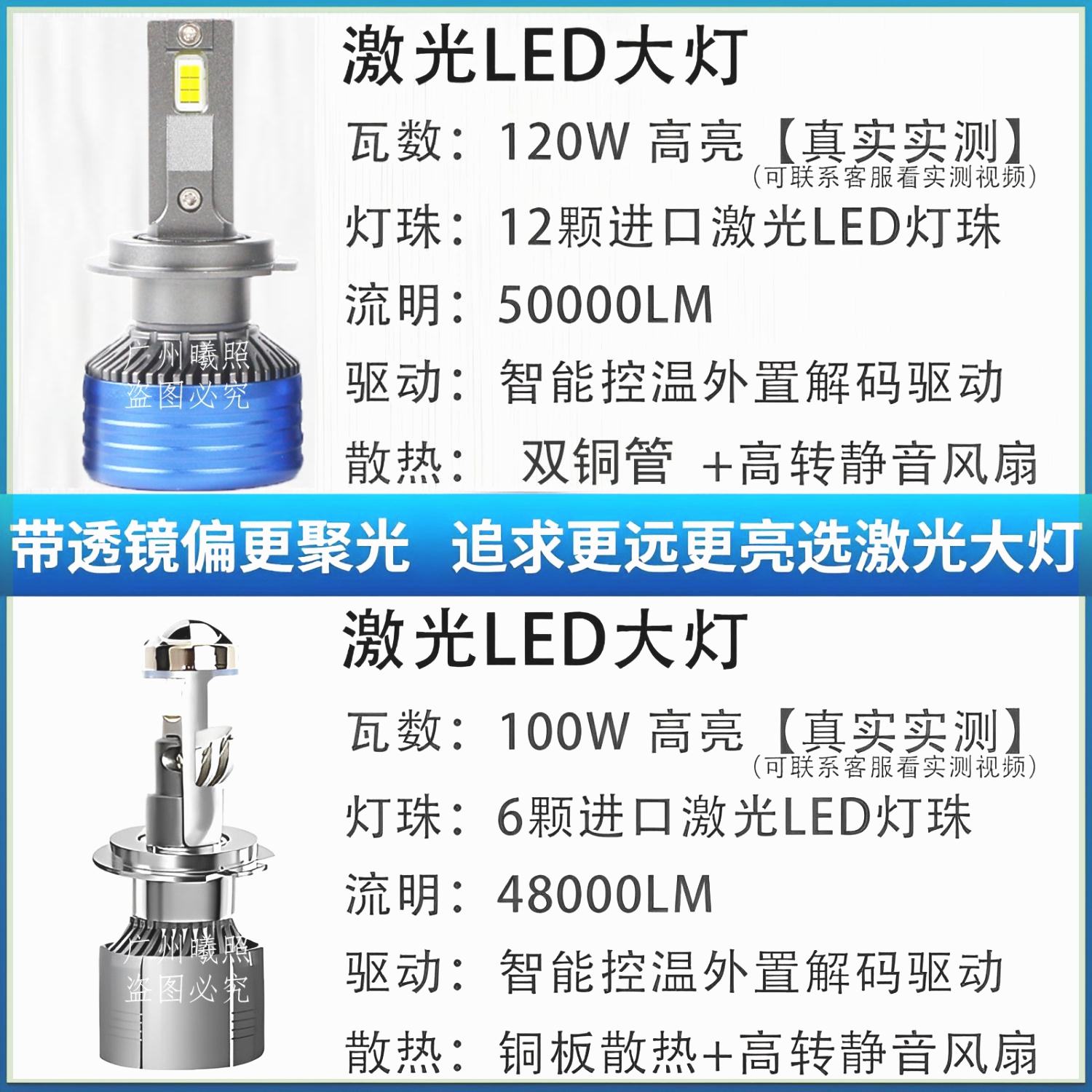 照曦LED汽车自带双光透镜led大灯超亮激光大灯泡12V9005H7H11远近 - 图2