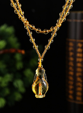 毛衣链琉璃水晶楞严咒吊坠项链