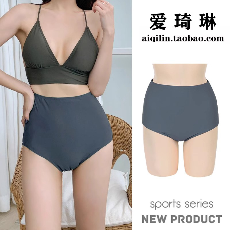 黑色高腰泳裤泳衣浮潜衣底裤比基尼女士三角泳装bikini游泳裤大码 - 图1
