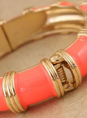 尾货清仓 日常配饰 首饰 橘色珐琅釉开口手镯 手环手饰女