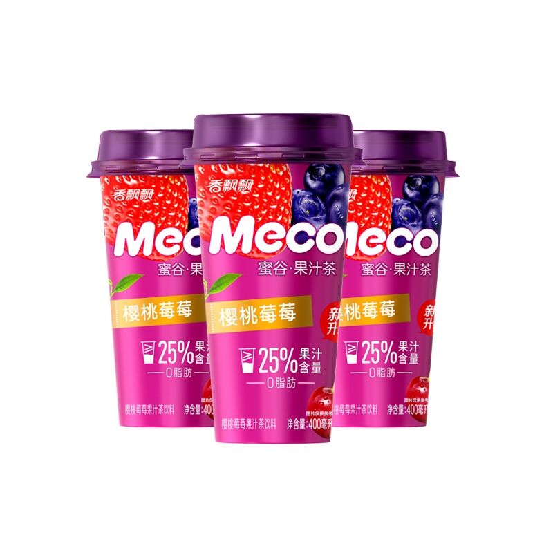 香飘飘meco蜜谷果汁茶饮料樱桃莓莓味水果茶饮料即饮品400ml*15杯-图3