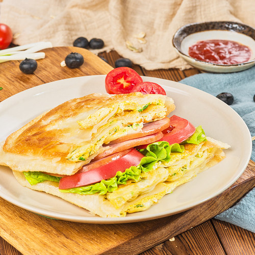 清真食品110g大鸡蛋灌饼速食煎饼商用饼皮胚早餐大面饼100张商用 - 图2
