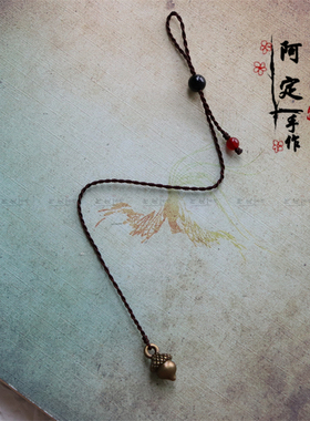 复古风古铜榛子吊坠细手绳