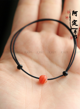 朱砂痣天然缠丝红玛瑙手链女显白