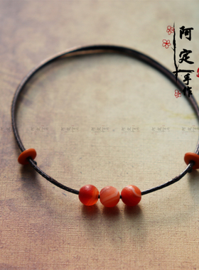 原创天然缠丝红玛瑙手链女转运珠