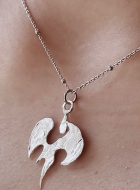 惜兰梦火鸟原创设计不锈钢立体翅膀吊坠项链个性复古百搭饰品