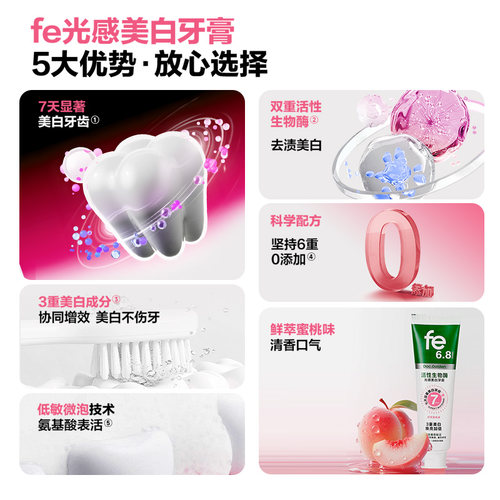 fe金典牙膏溶菌酶成人去渍去异味烟渍清新不含氟旗舰店正品fe6.8 - 图3