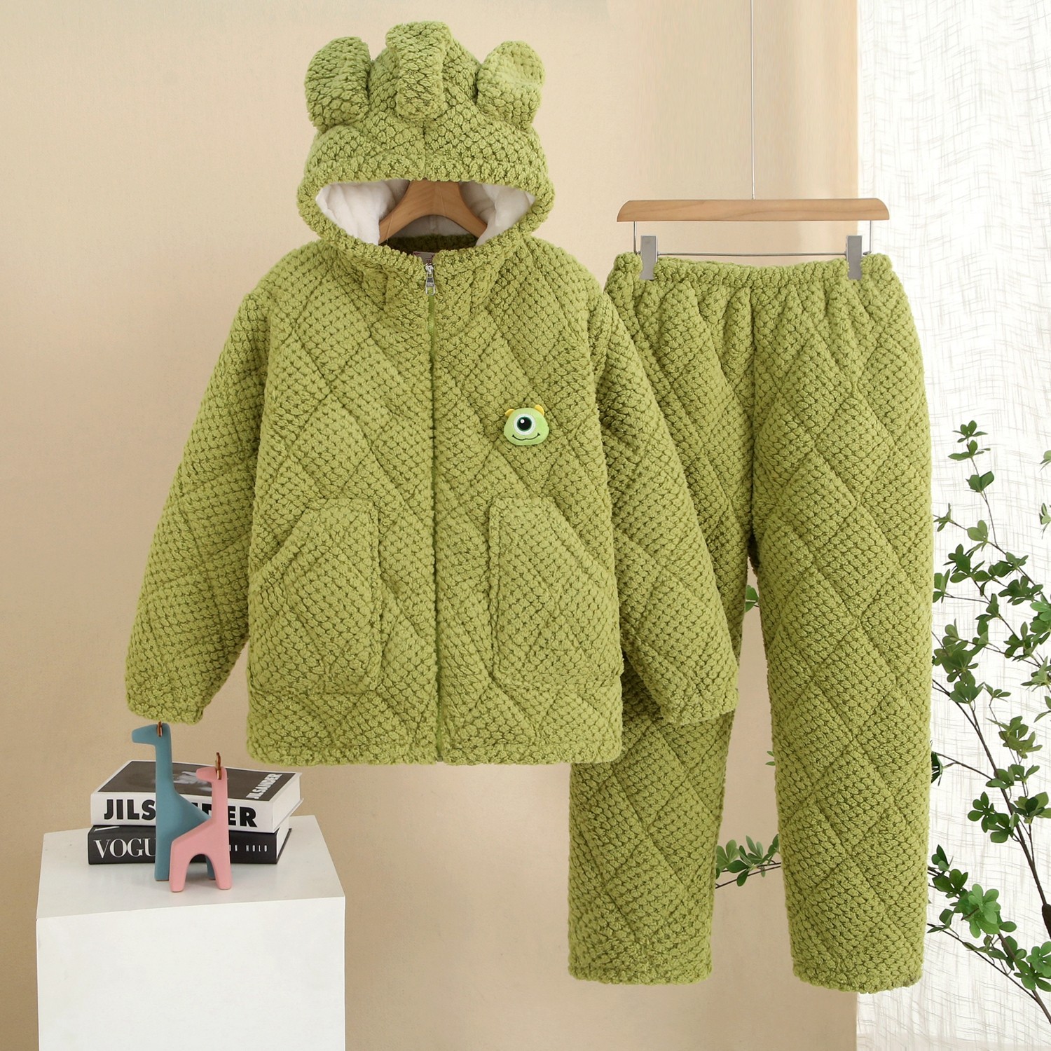 冬季三层加厚珊瑚绒夹棉睡衣女士保暖加棉冬天家居服女棉袄套装,淘宝优惠券,粉丝福利购,淘宝优惠卷