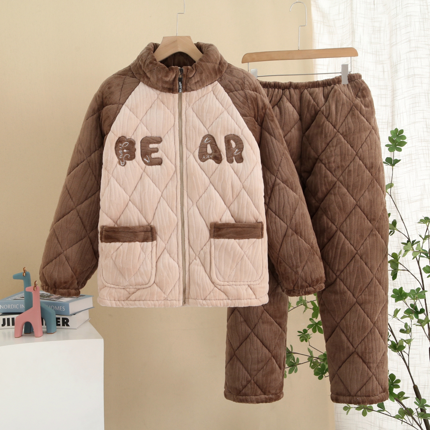 冬季三层夹棉加绒加厚珊瑚绒睡衣男士加绒法兰绒家居服套装可外穿,淘宝优惠券,粉丝福利购,淘宝优惠卷