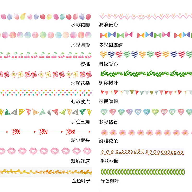 细款手账和纸花边胶带手帐本成长手册diy装饰材料分割线边框贴纸 - 图2