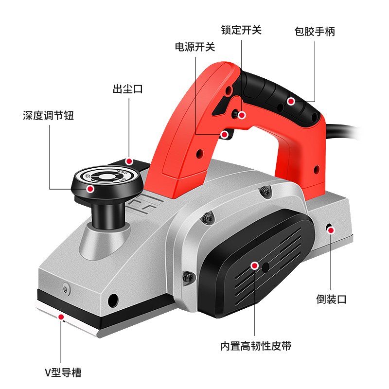 木工电刨木工刨手电刨电刨子家用小型电推刨木匠电动刨木机手提-图3