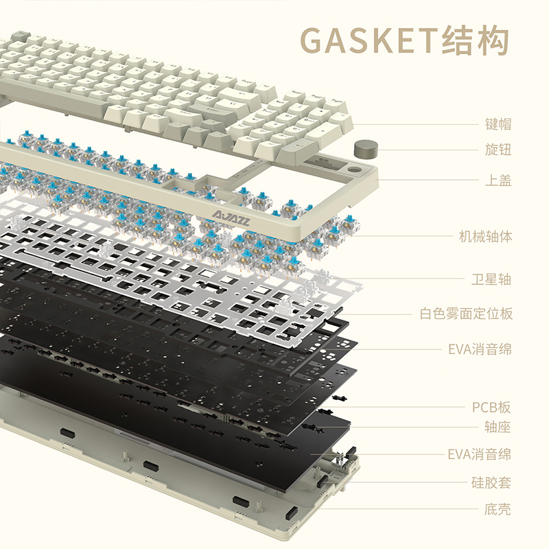 黑爵ak992单模有线机械键盘热插拔客制化蓝牙电竞游戏黑青茶红轴 - 图1