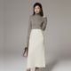 Simple 100% wool double-sided woolen straight skirt