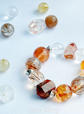 天然水晶胶花超七白水晶手串