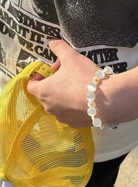 CGYYDS猫眼石白月光花花贝壳小雏菊手链INS风弹力绳男女同款手串